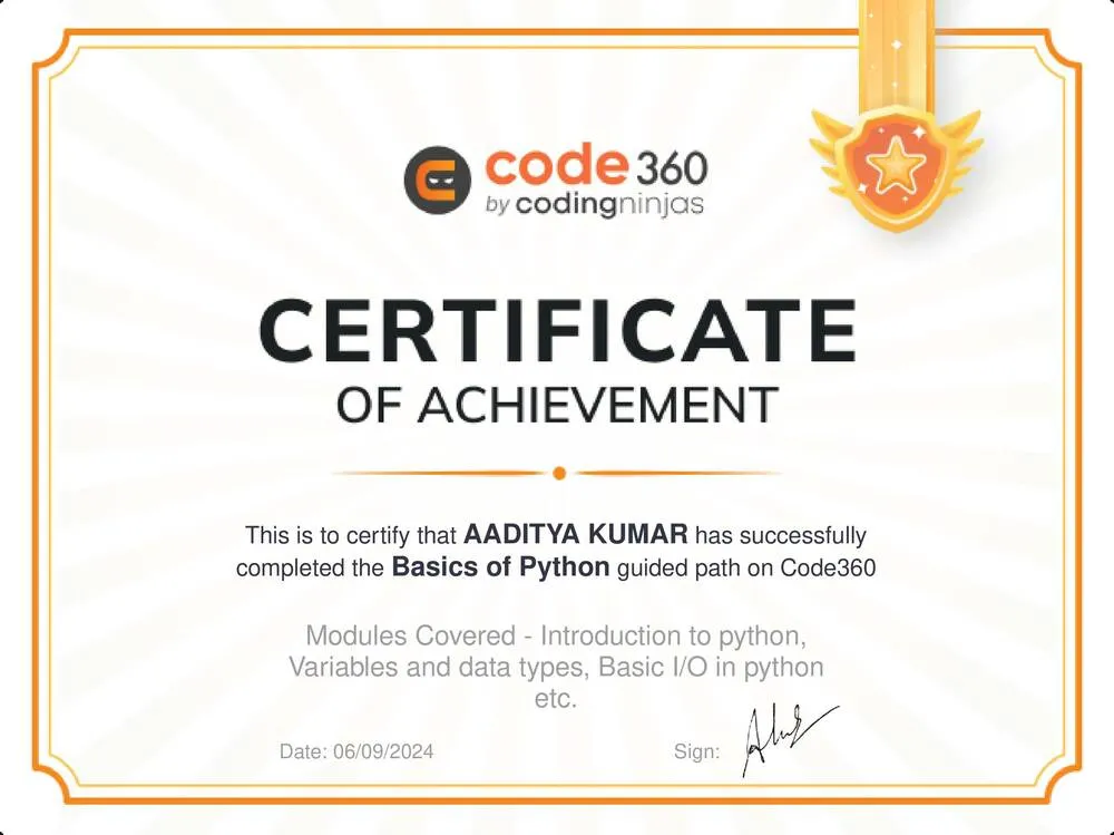 Basics of Python Certificate